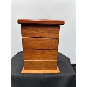 Wooden Rotating Four Compartment Jewelry Box